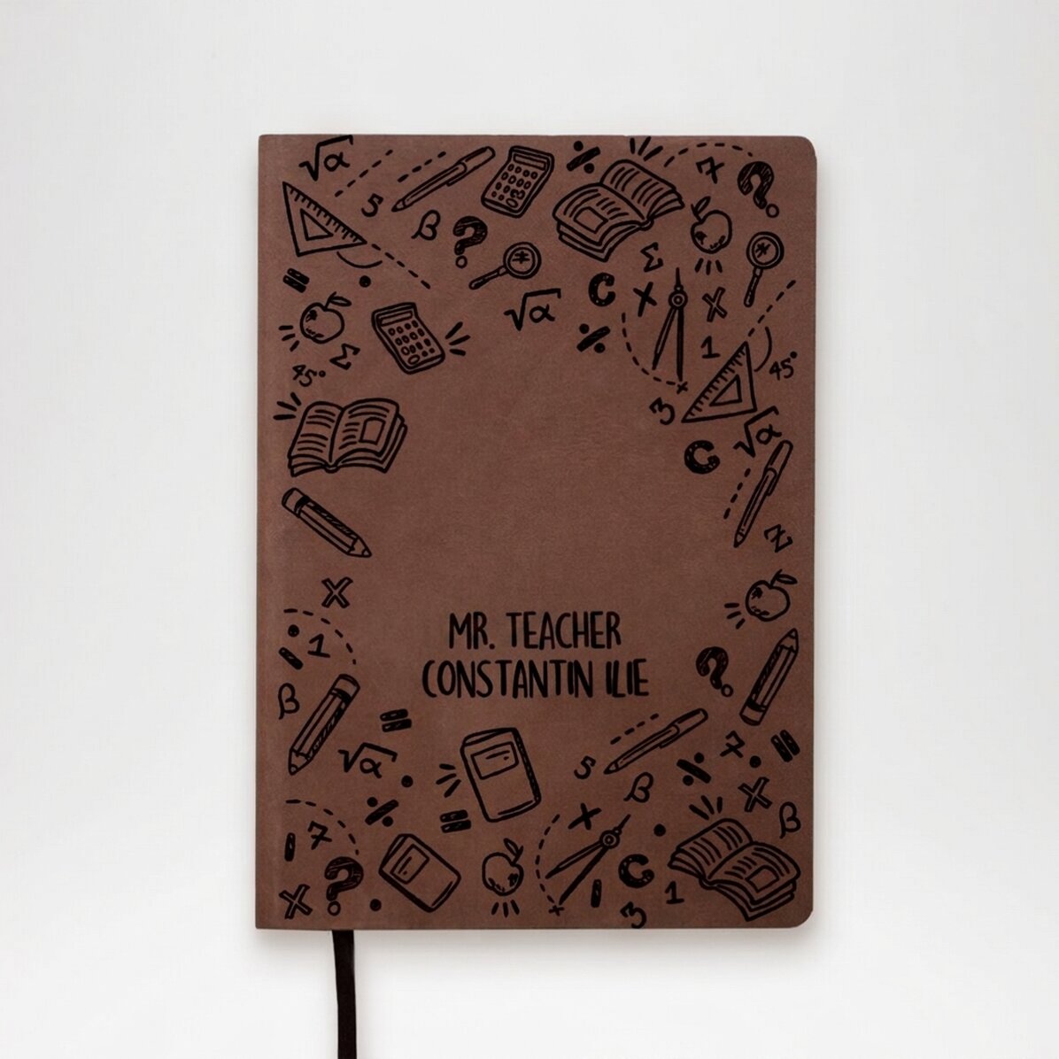 Agenda de piel personalizada con el nombre para profesores