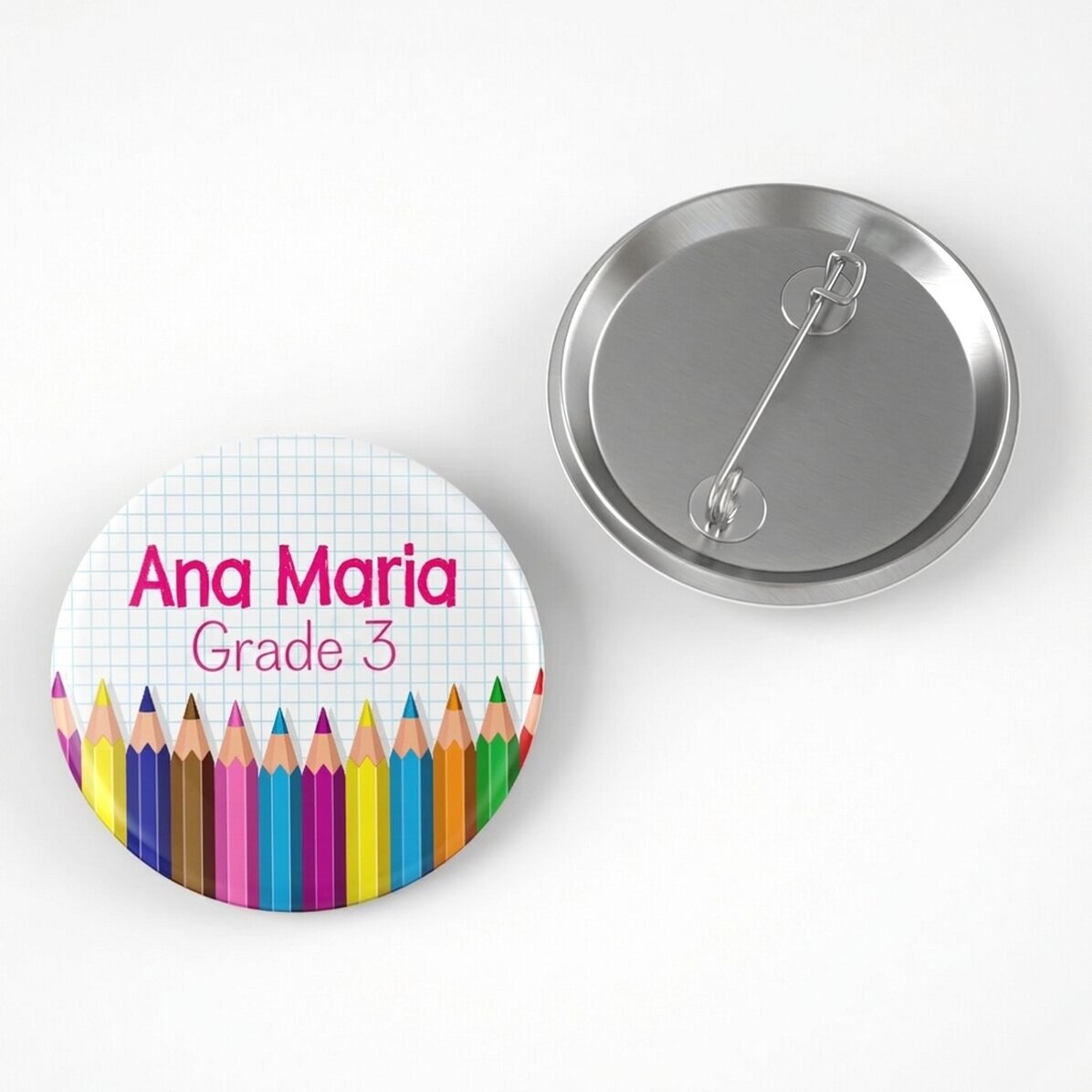 Insignia personalizada con texto - Lápices de colores