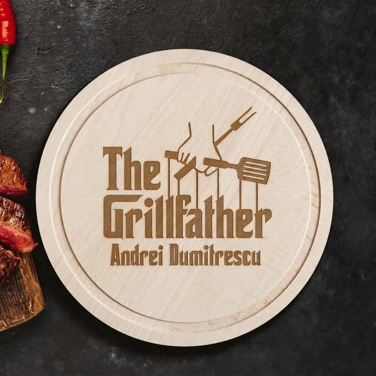 Cortador redondo personalizado con texto - The Grillfather