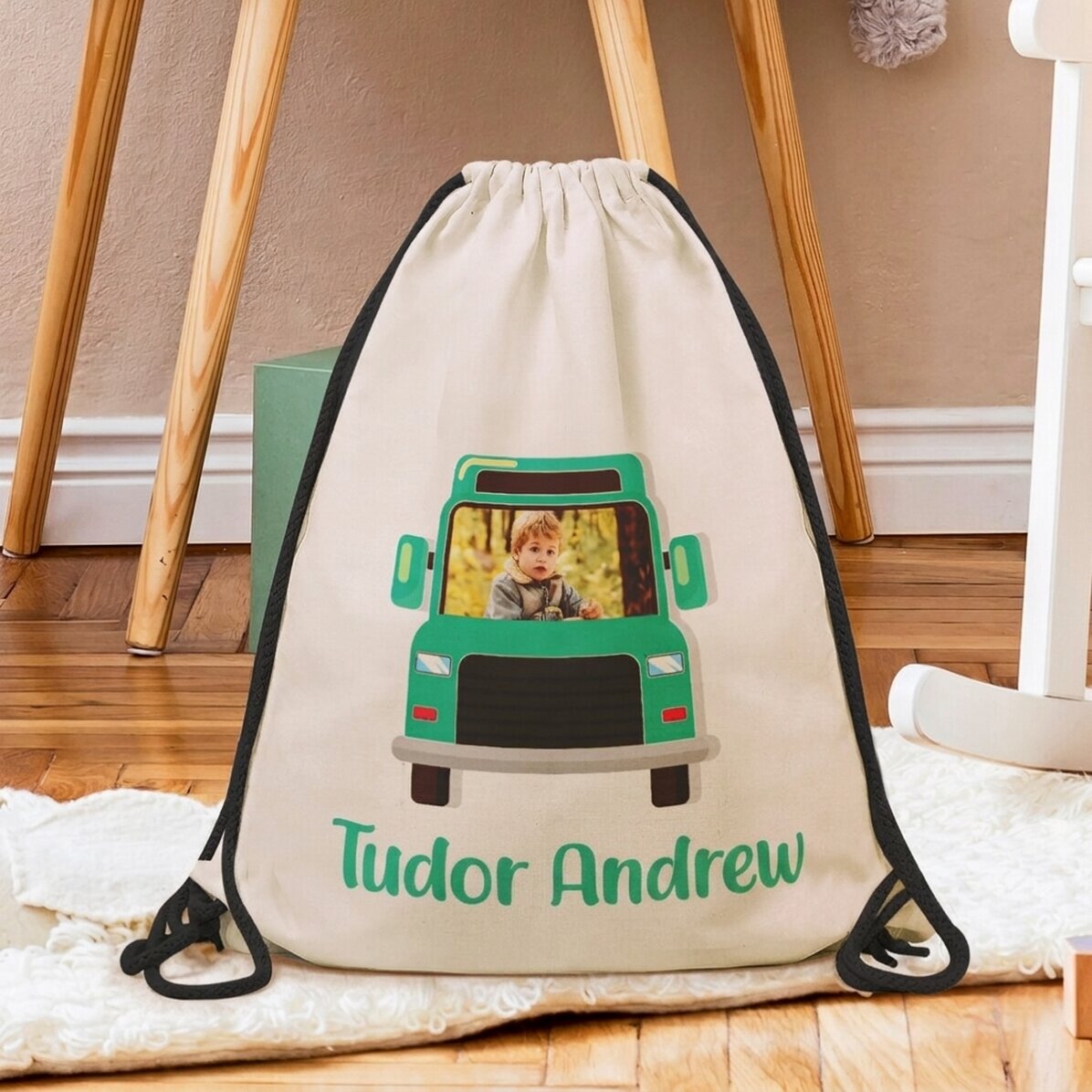 Mochila personalizada con nombre y foto - Coche de colores