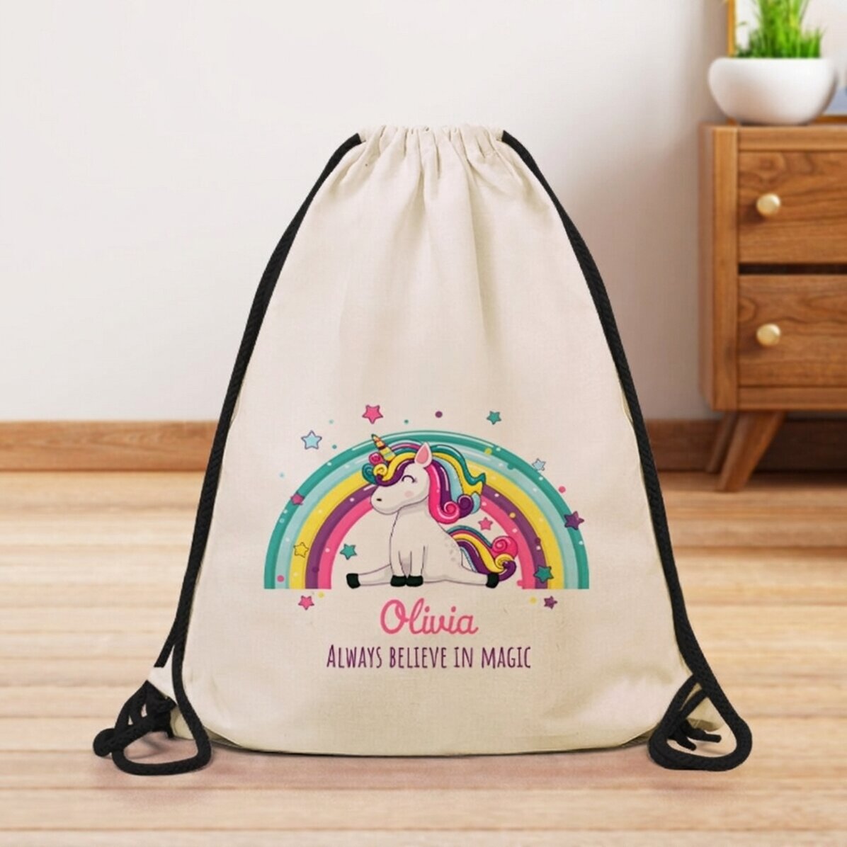 Mochila personalizada con texto - Arcoíris