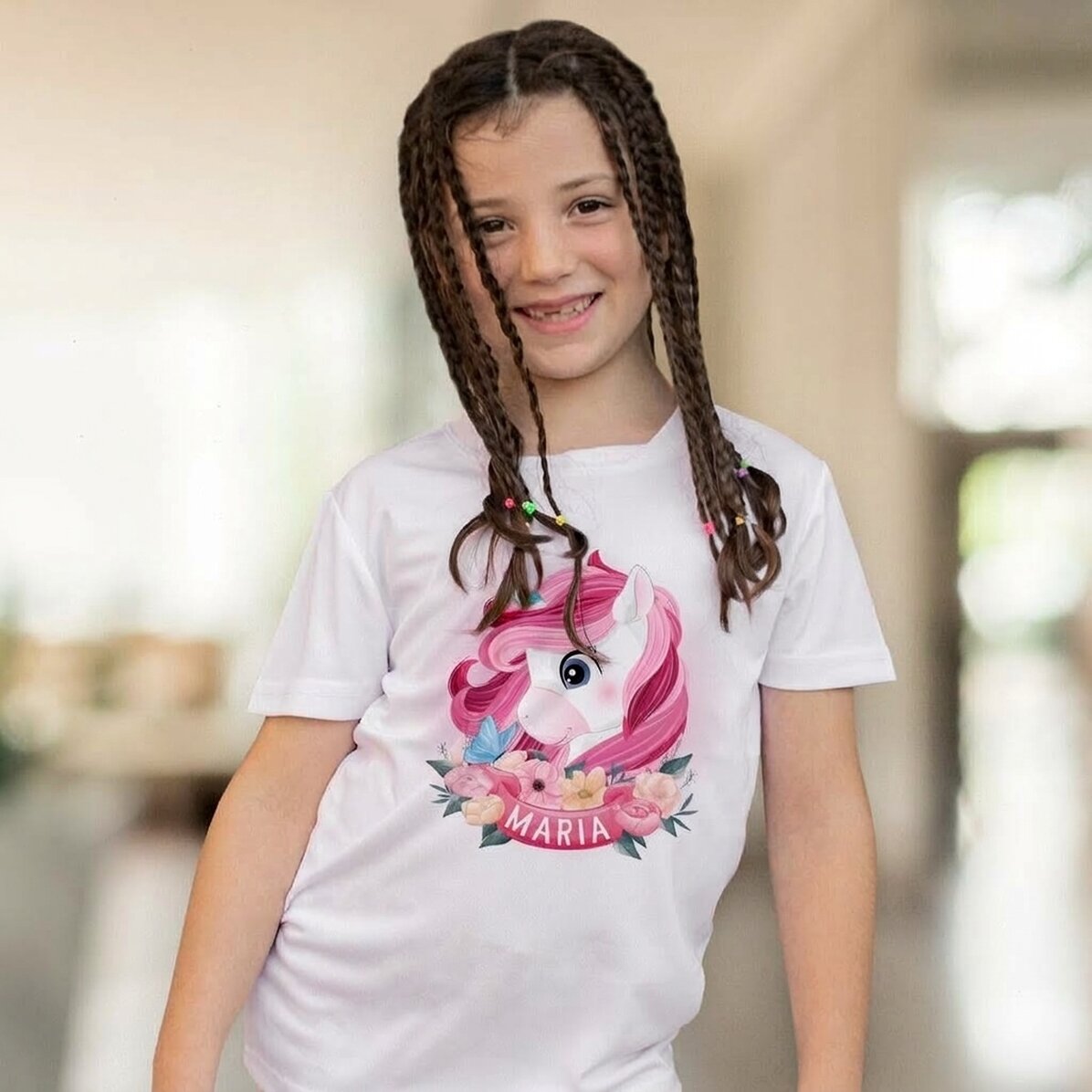 Camiseta deportiva para niños personalizada con nombre - Unicornio