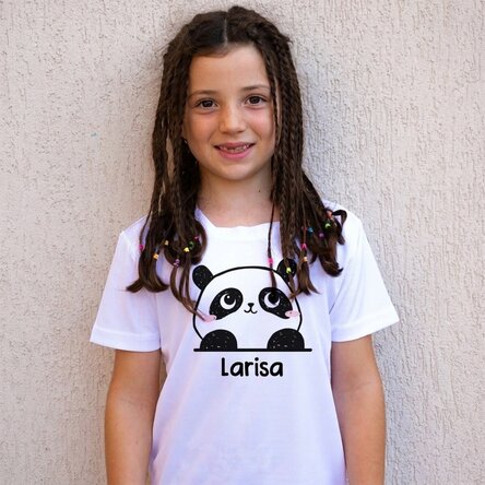 Camiseta deportiva para niños personalizada con nombre - Osito panda