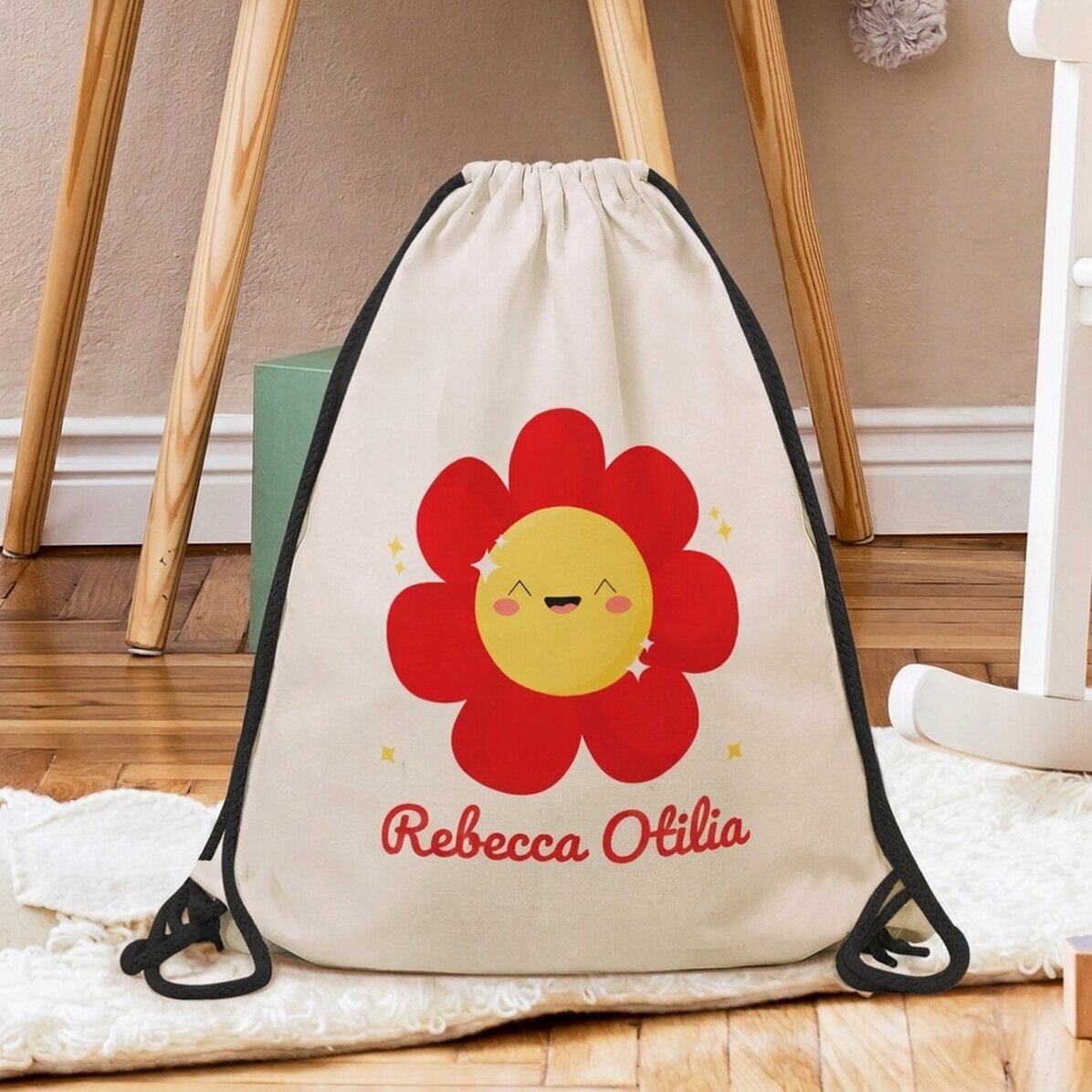 Mochila personalizada con nombre - Modelo de flor de colores
