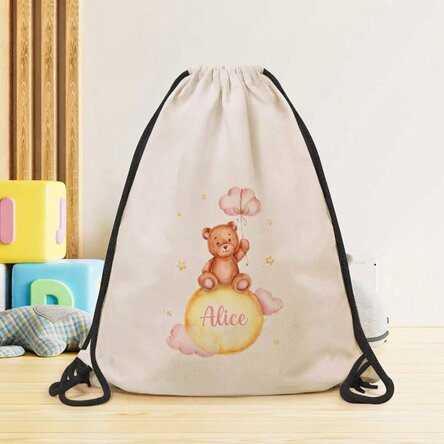 Mochila personalizada con nombre para niñas - Osito de peluche