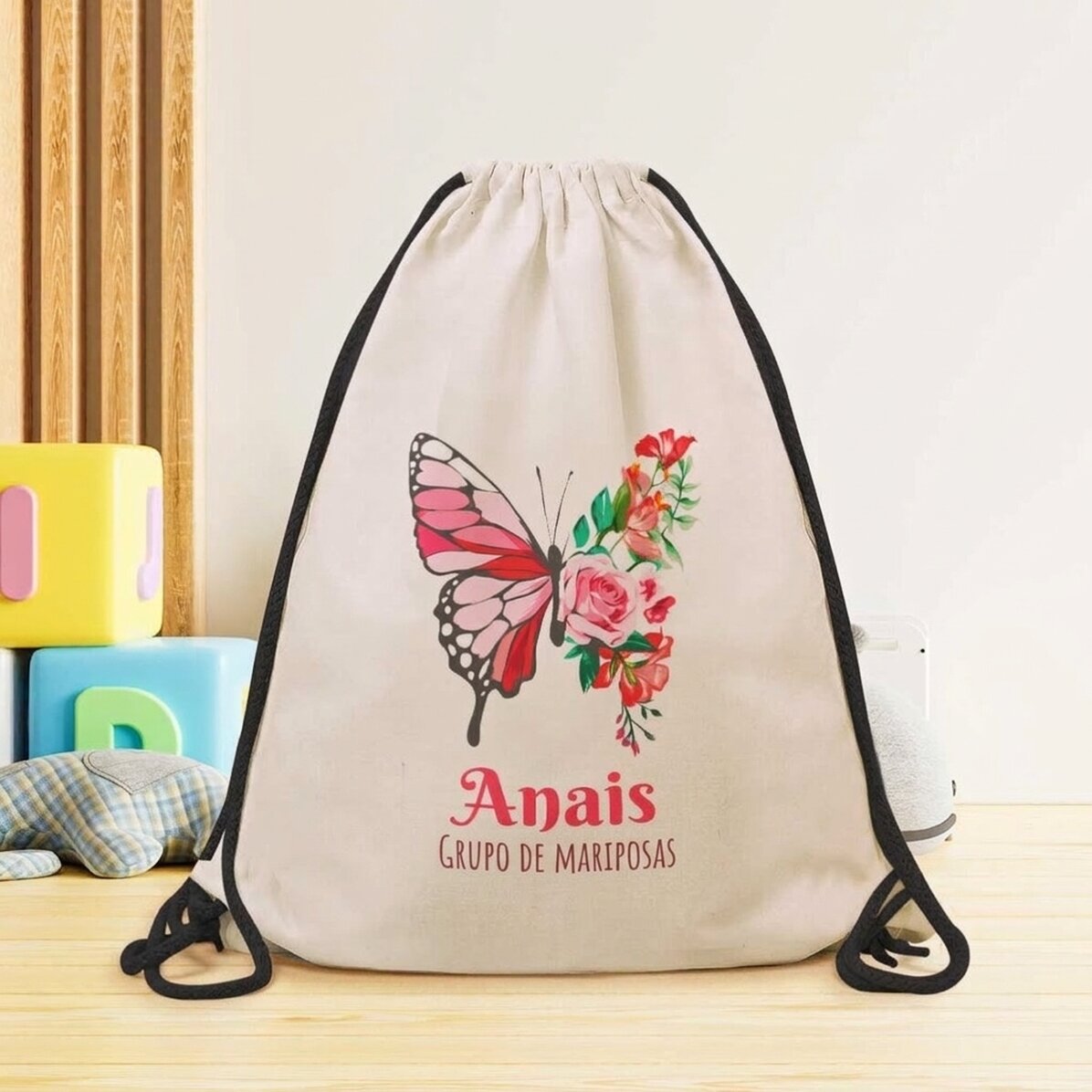 Mochila personalizada con texto - Mariposa de colores