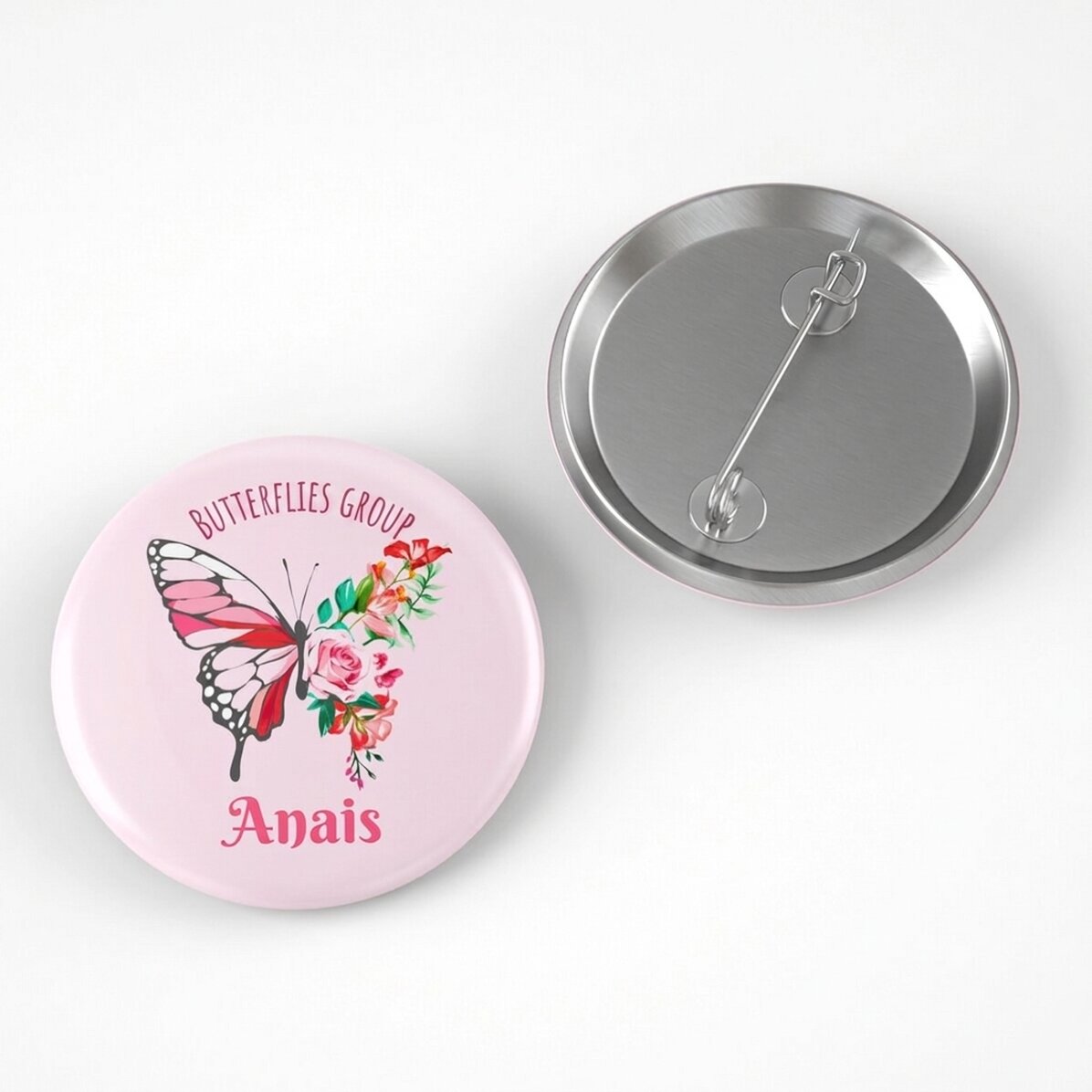 Insignia personalizada con texto - El grupo de las mariposas
