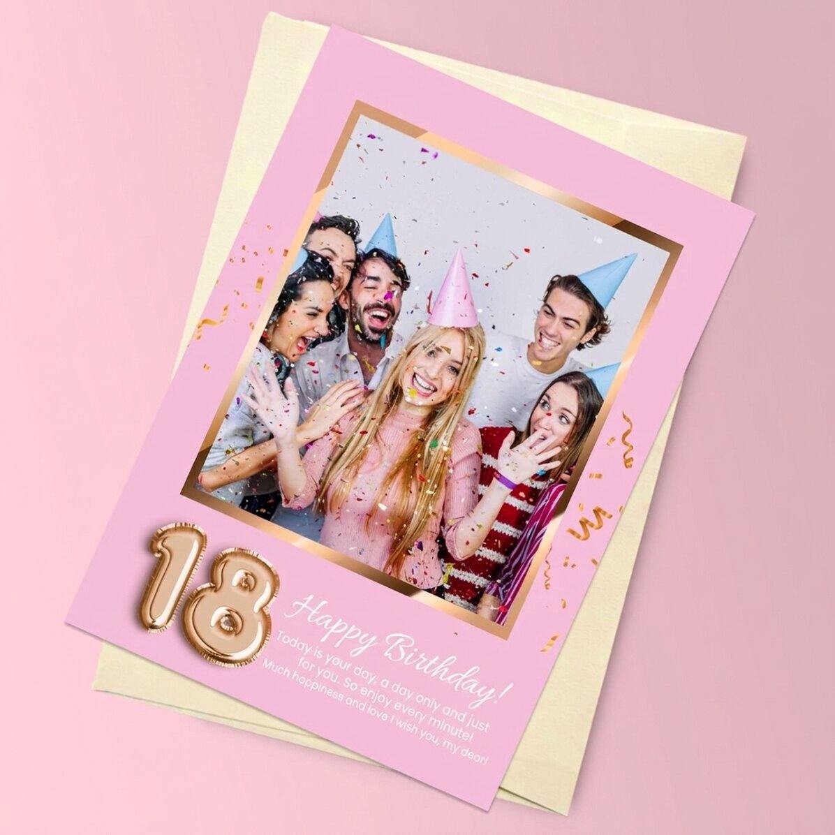 Tarjeta de felicitación magnética personalizada con una foto, un número y un mensaje de cumpleaños