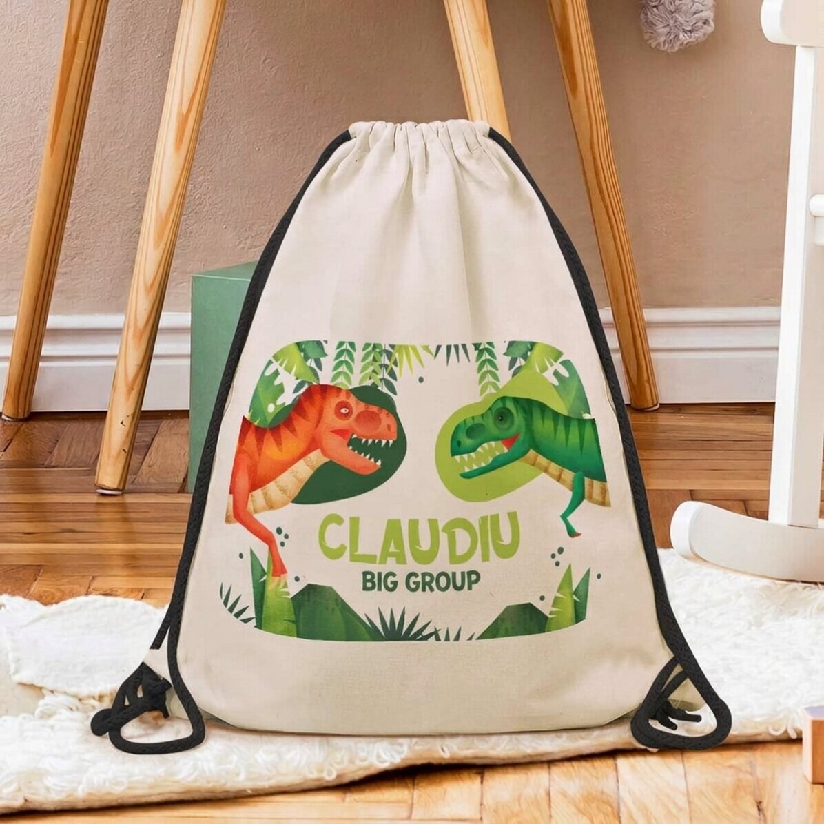 Mochila personalizada con texto: dinosaurio T-Rex