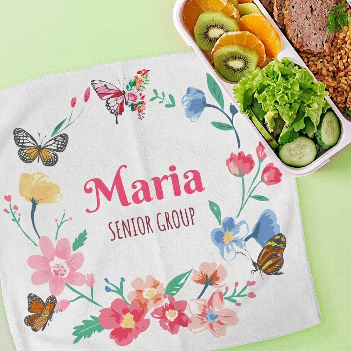 Toalla personalizada con texto - Mariposas de colores