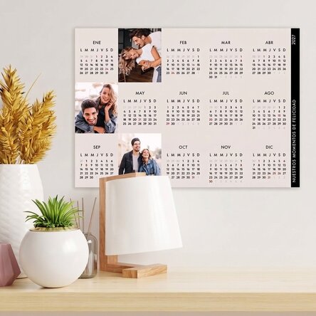 Póster calendario personalizado con 3 fotos y texto