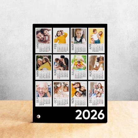Marco de fotos de escritorio personalizado con 12 fotos y calendario