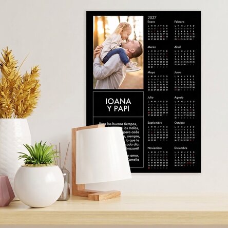 Póster calendario personalizado con una foto y un mensaje