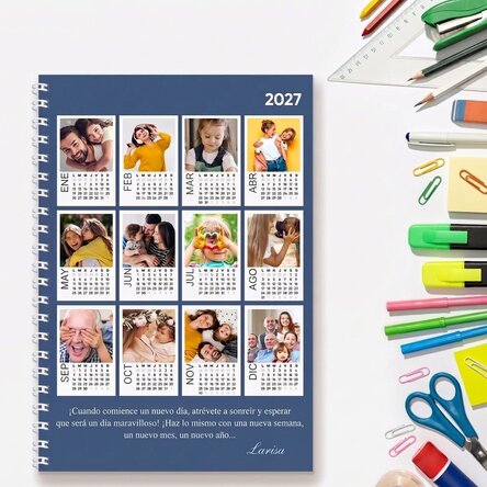 Cuaderno personalizado con 12 fotos y texto - Calendario