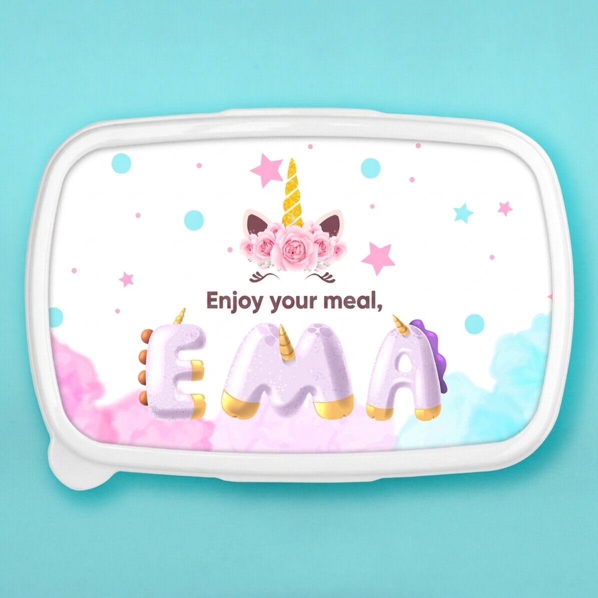 Fiambrera, fiambrera personalizada con nombre - Unicornio especial