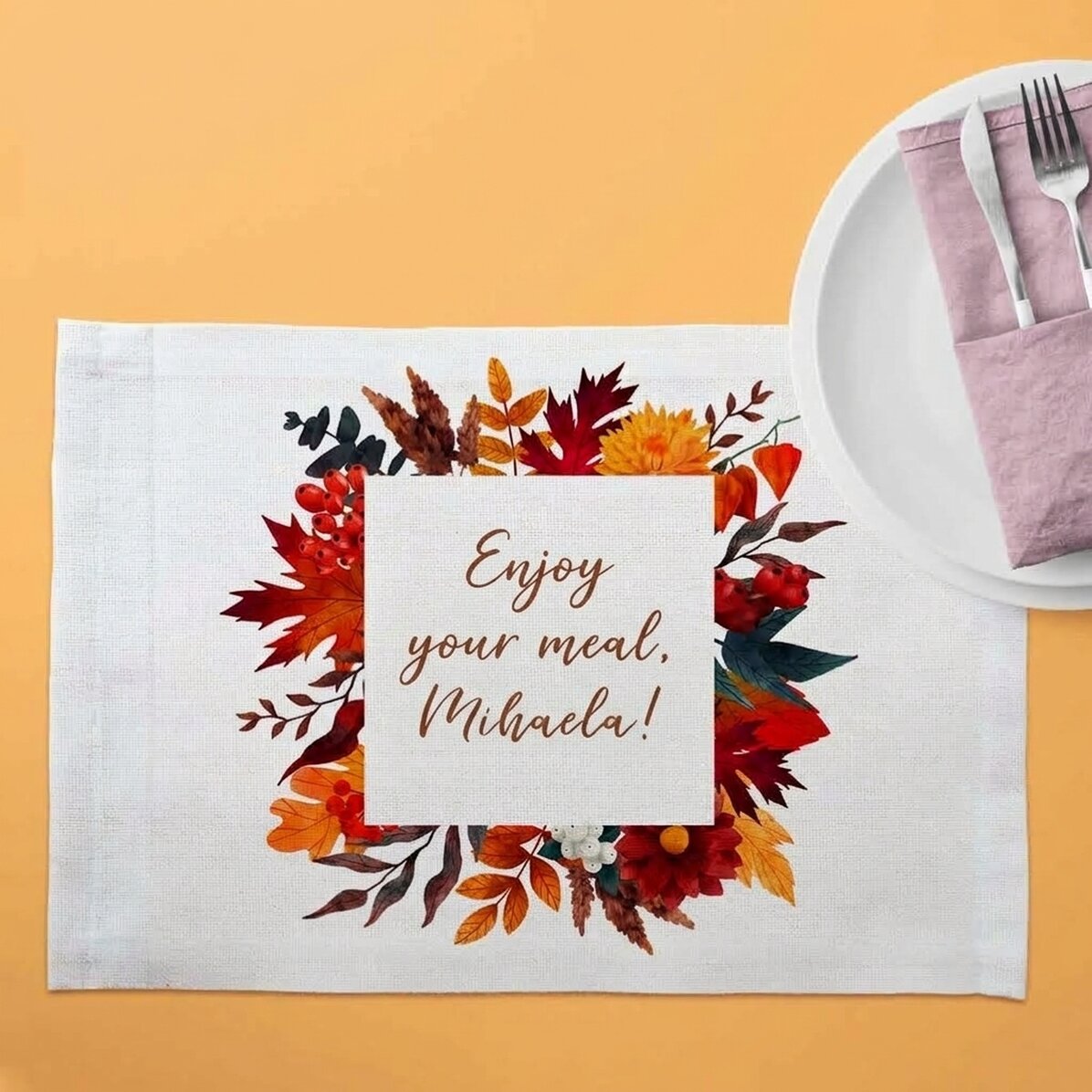 Portaplatos personalizado con texto - Otoño