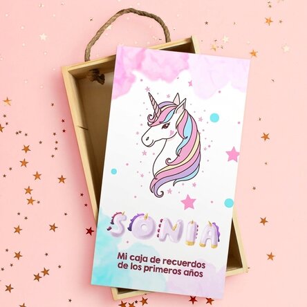 Caja de regalo de madera personalizada con mensaje - Unicornio especial