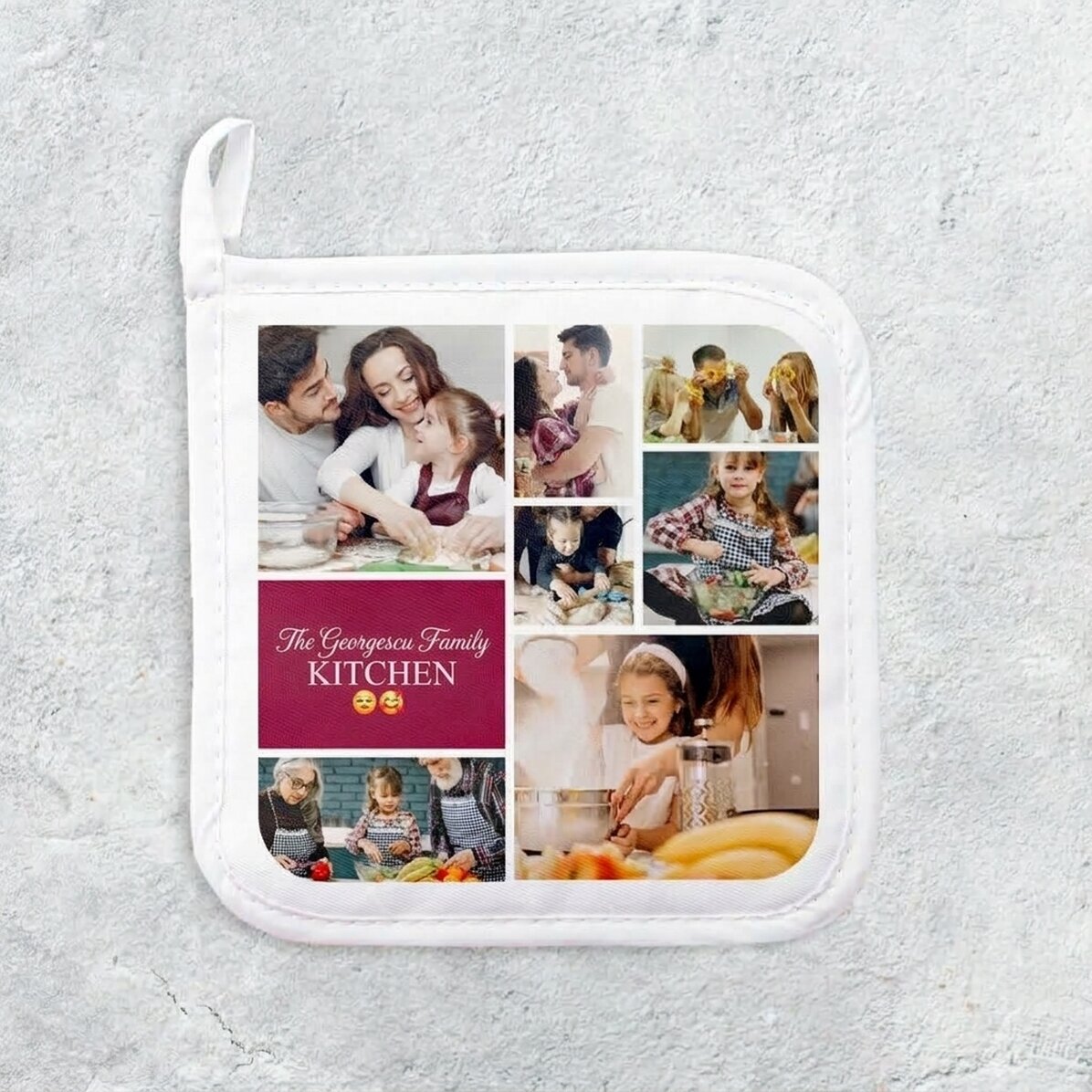 Soporte para ollas calientes personalizado con 7 fotos y texto - Tu cocina