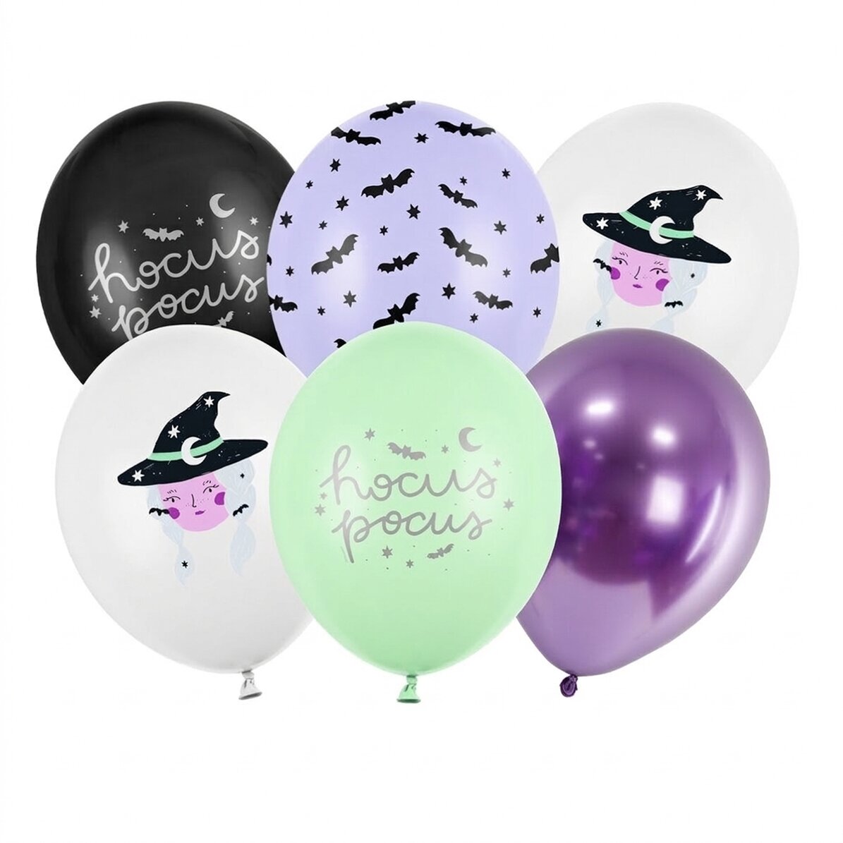 Lote de 6 globos de Halloween - Brujas