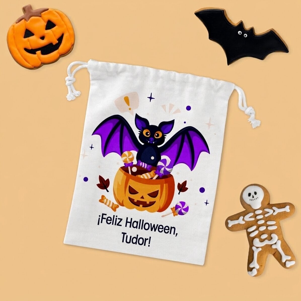 Bolsita pequeña para regalos personalizada con texto - Halloween