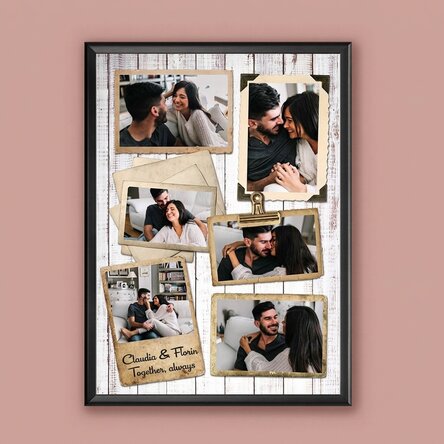 Cuadro personalizado con 6 fotos con diseño vintage