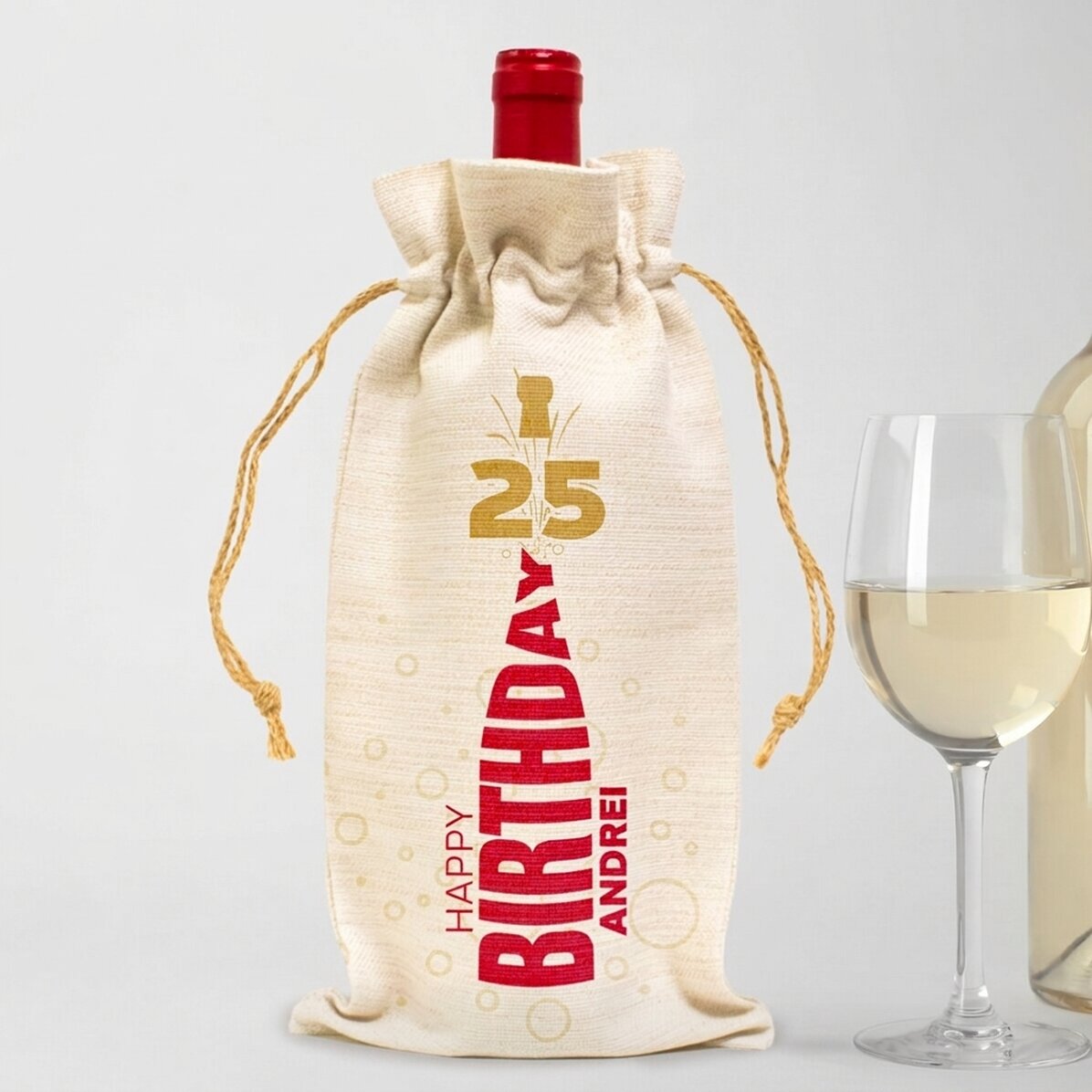 Bolsita personalizada para botella de vino - «Feliz cumpleaños»
