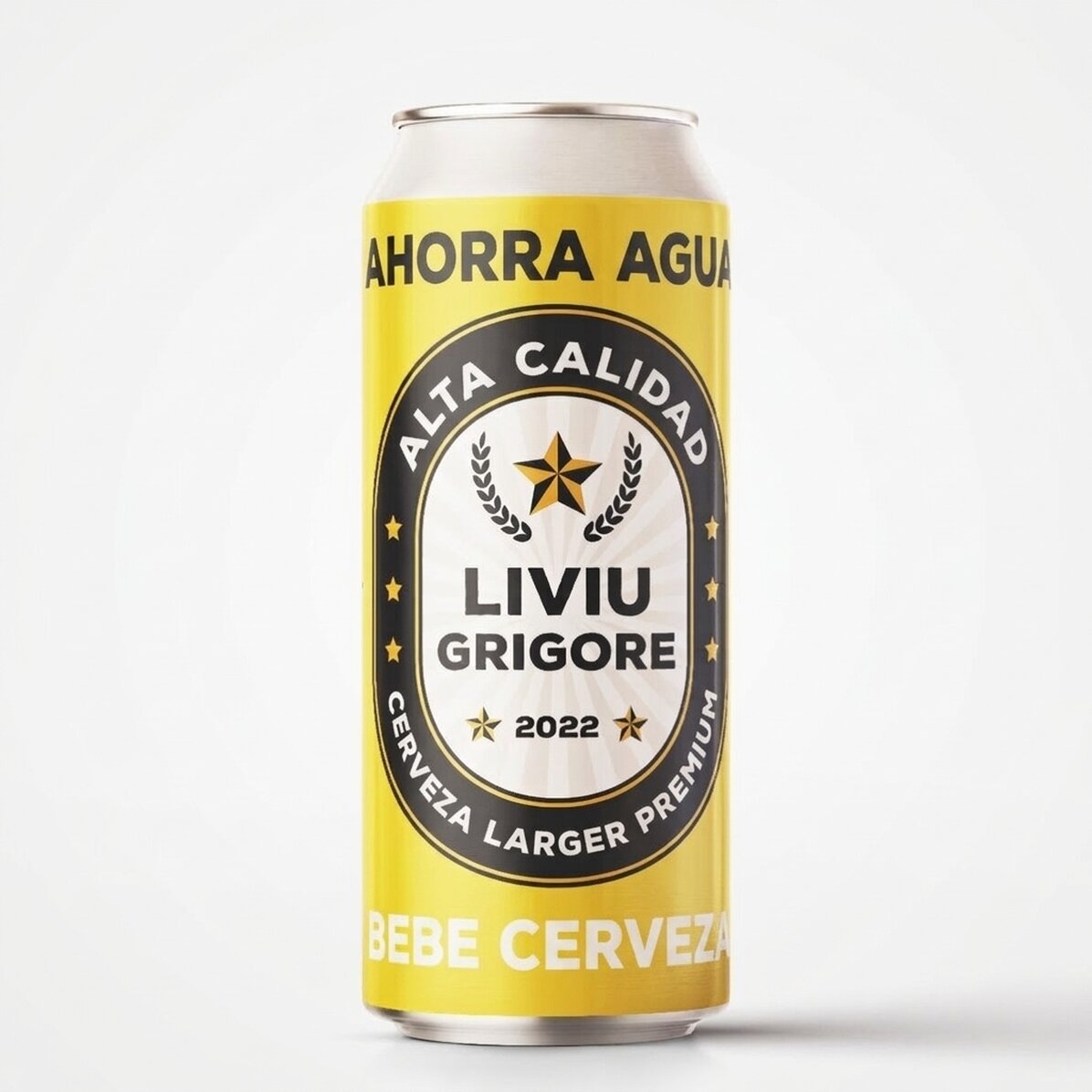 Cerveza en lata personalizada con texto: «Save water, drink beer»