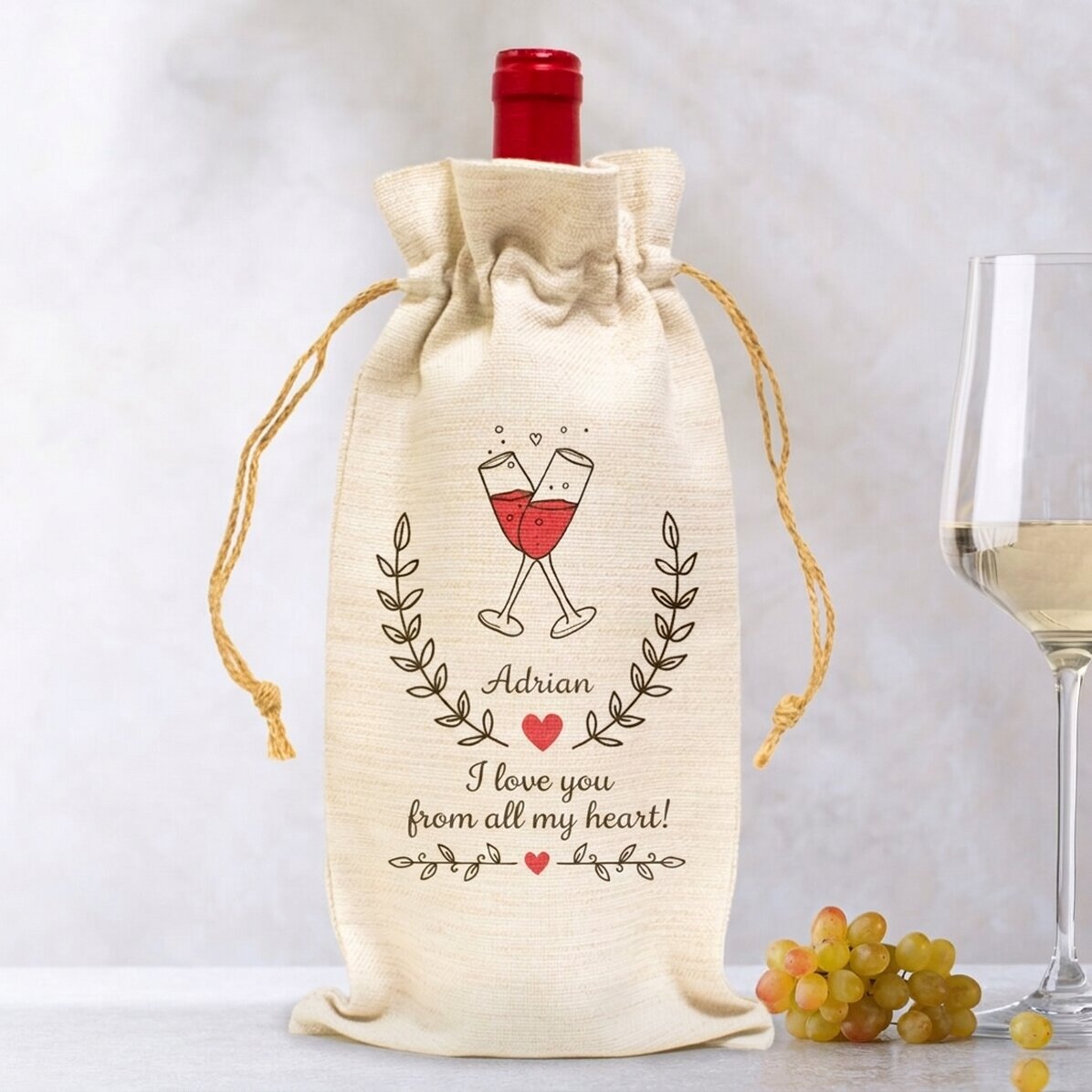 Bolsita personalizada para botella de vino - Te quiero
