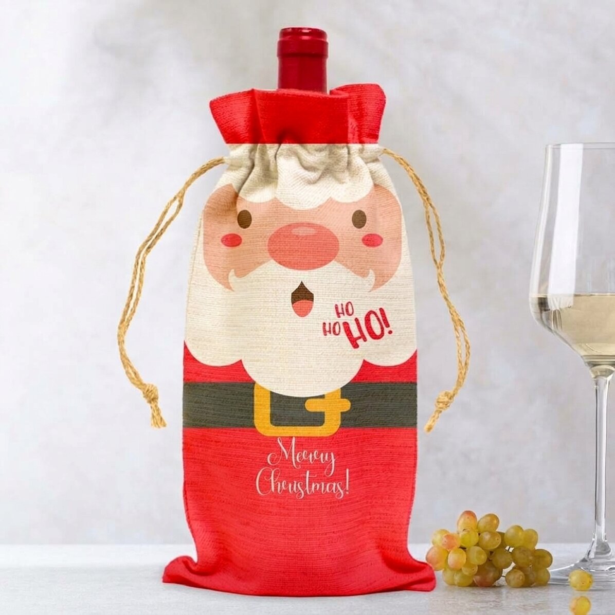 Bolsa personalizada para botella de vino - Papá Noel