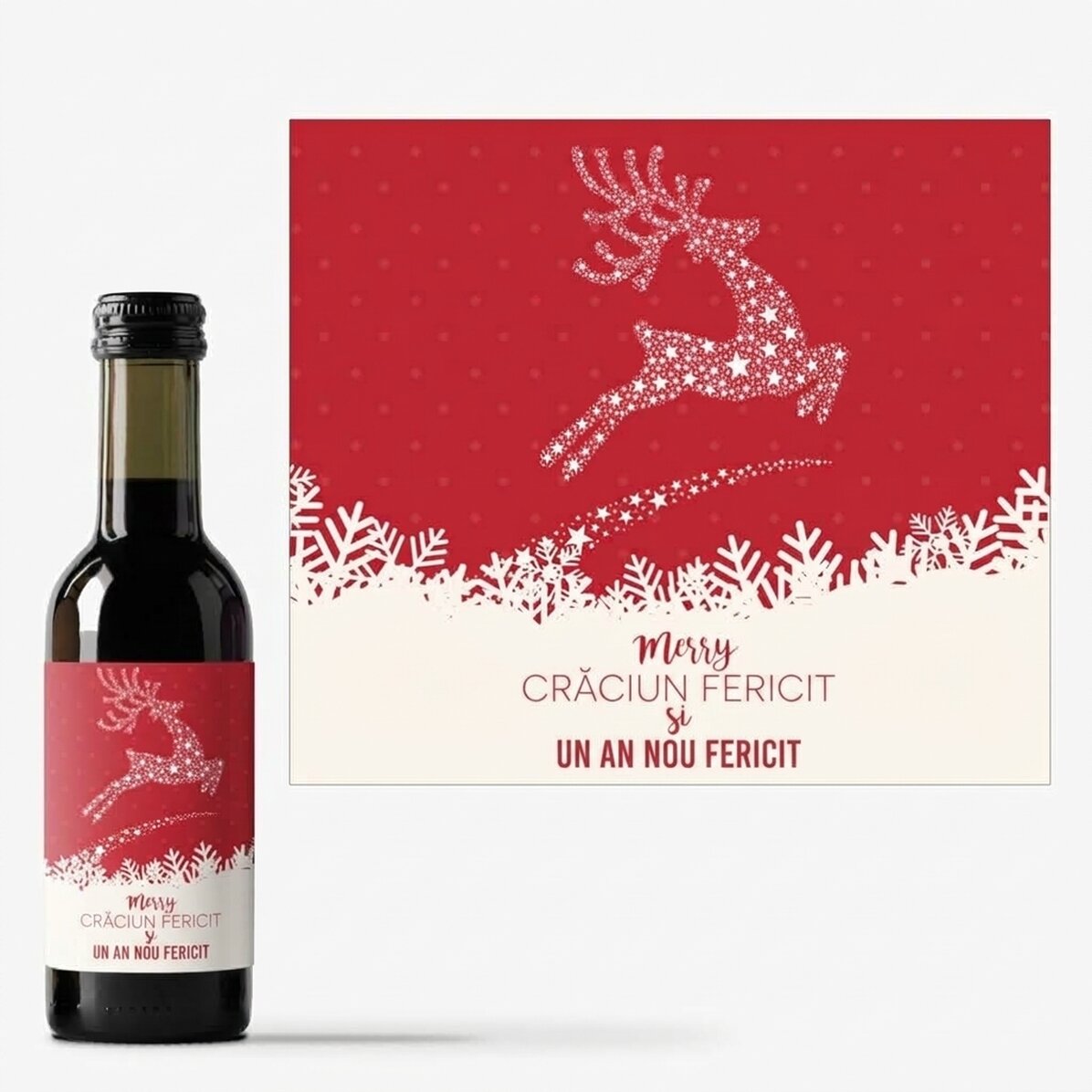 Mini botella de vino personalizada con texto - Modelo Reni