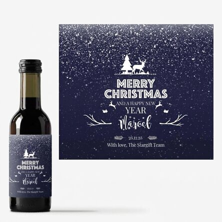 Mini botella de vino personalizada con texto - Snowing Night