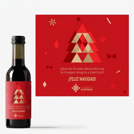 Mini botella de vino personalizada con logotipo y texto para Navidad