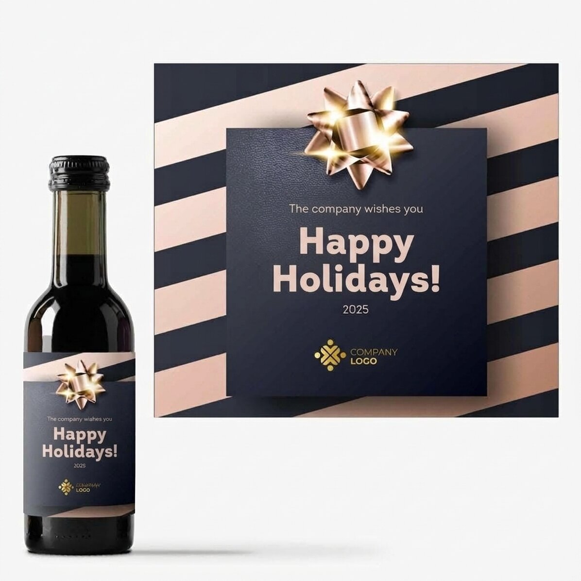 Mini botella de vino personalizada con logotipo y texto - Regalo para las fiestas