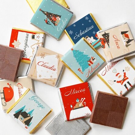 Lote de 10 minichocolates personalizados con nombre - Sweet Christmas