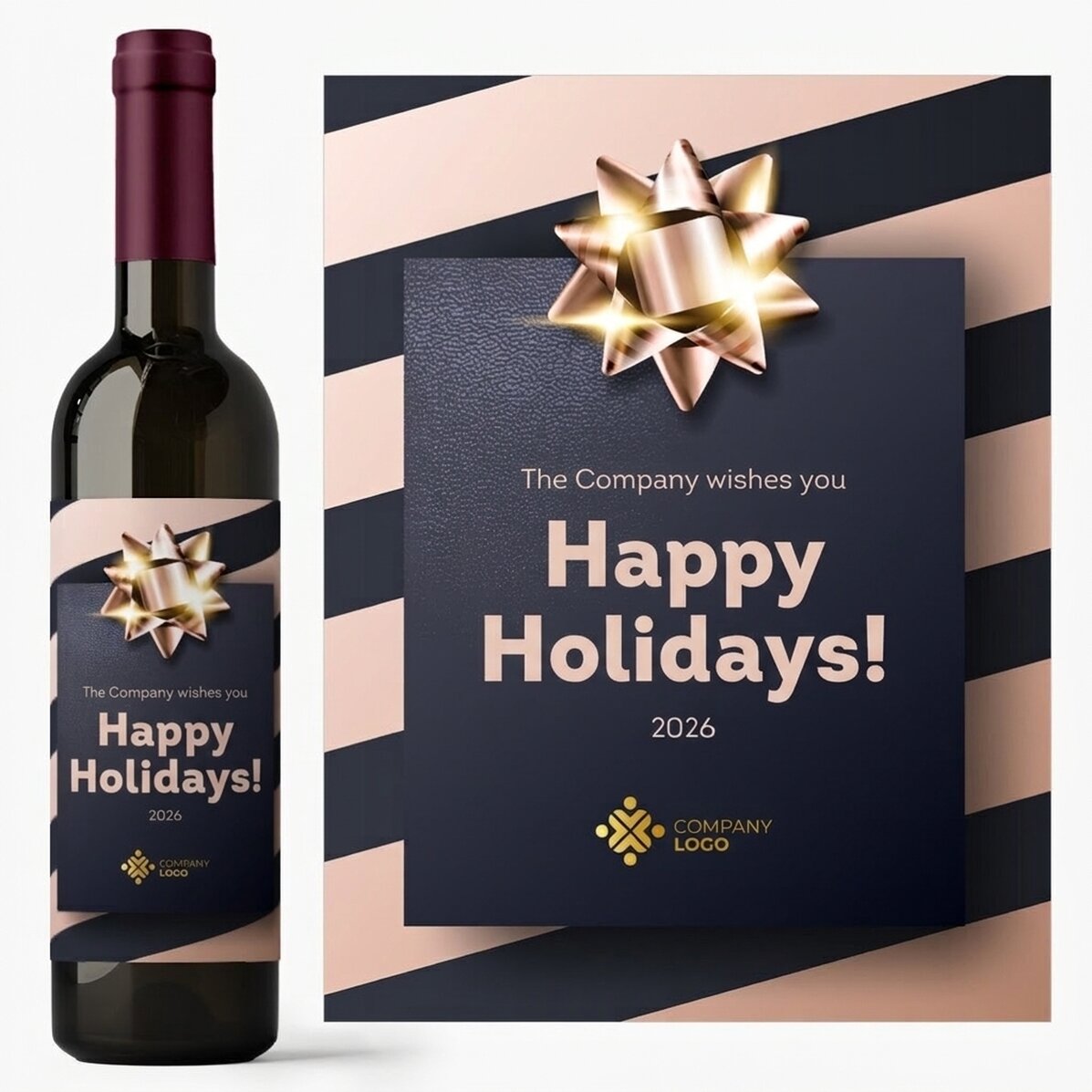 Vino personalizado con logotipo y texto - Regalo para las fiestas