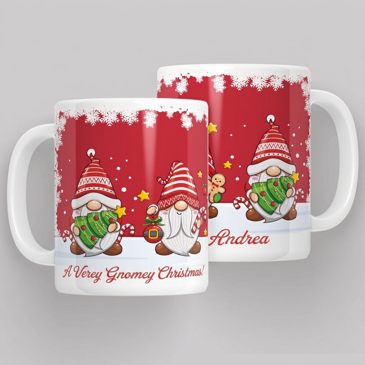 Taza personalizada con texto: Gnomos de Navidad