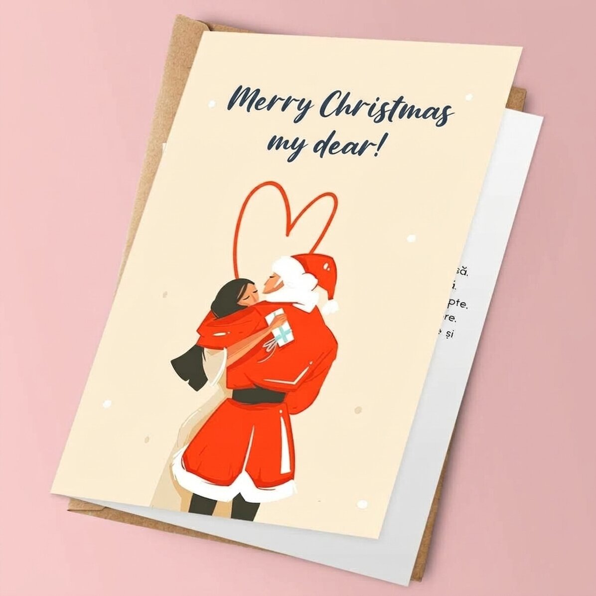 Tarjeta de felicitación personalizada con mensaje navideño para una pareja