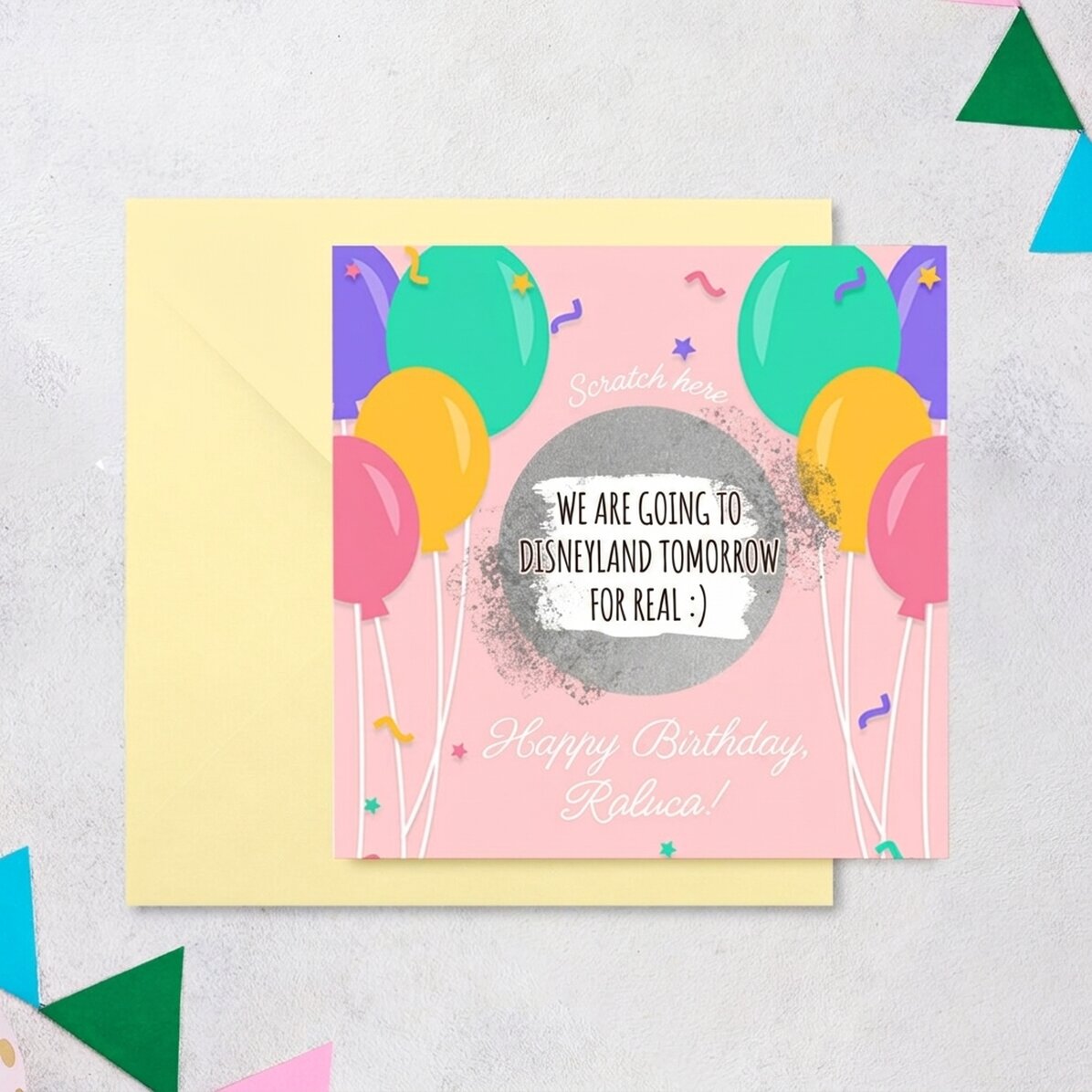 Tarjeta rasca y gana personalizada con mensaje - Cumpleaños