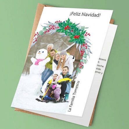 Tarjeta de felicitación personalizada con foto y mensaje - Feliz Navidad