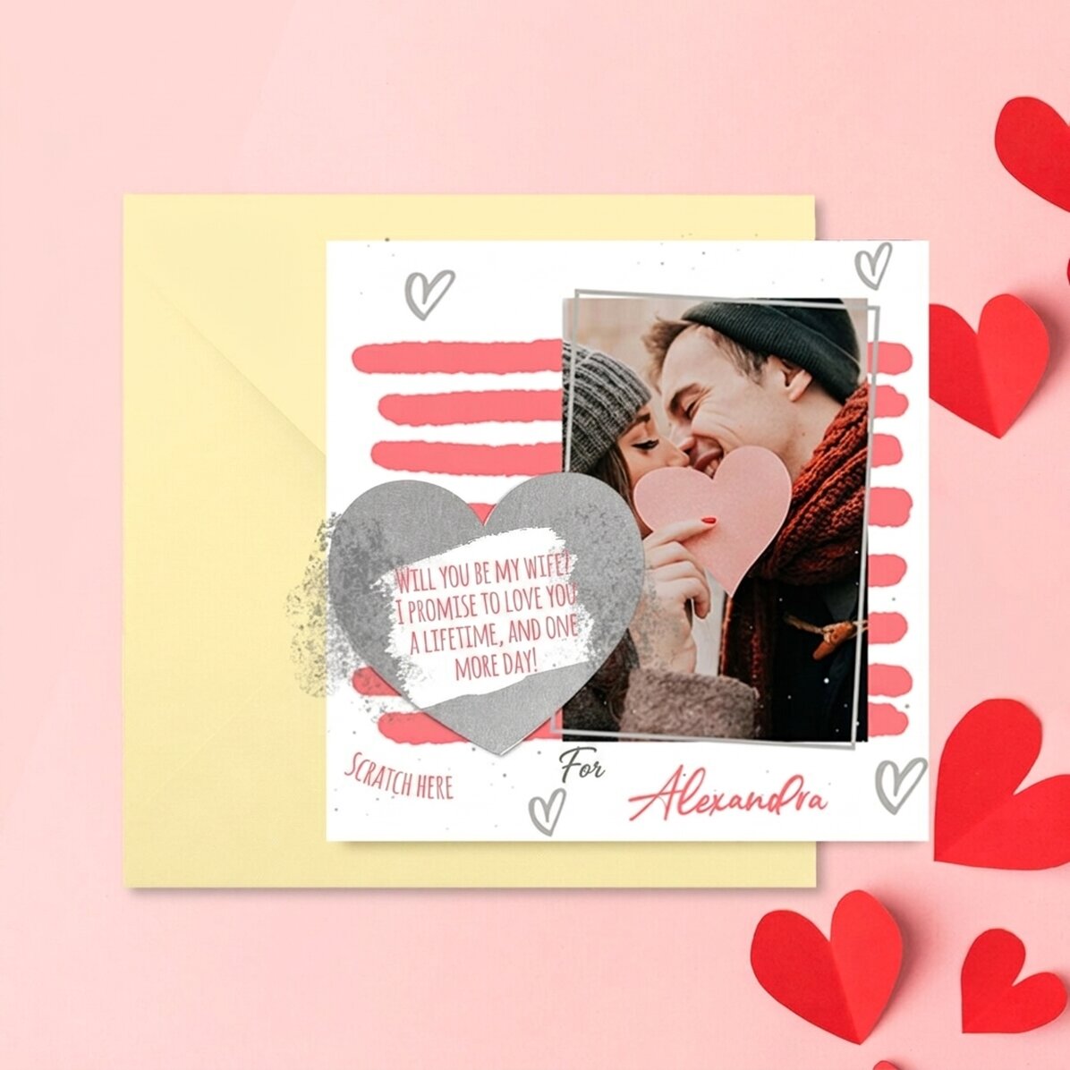 Tarjeta rasca y gana personalizada con mensaje y foto - Love