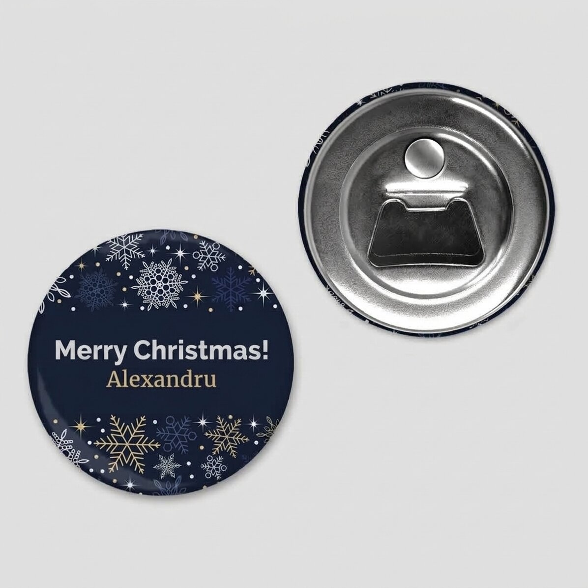 Abrebotellas con imán personalizado con texto - Marco navideño