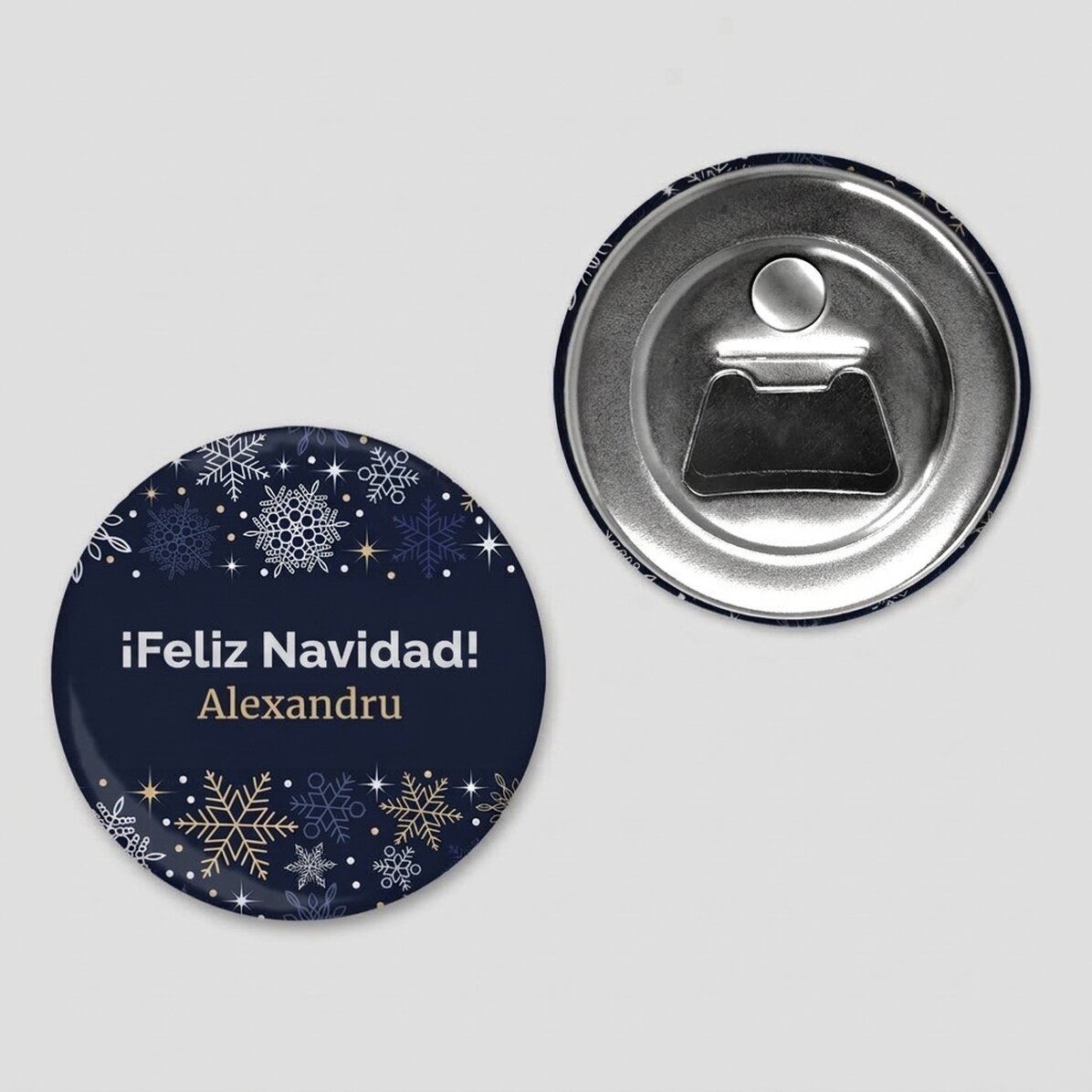Abrebotellas con imán personalizado con texto - Marco navideño