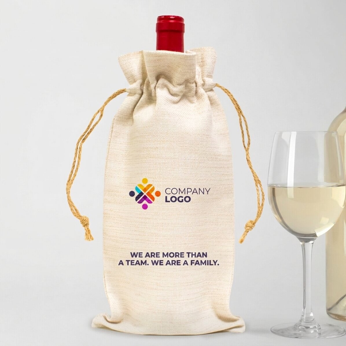 Bolsa personalizada para botella de vino con logotipo y texto