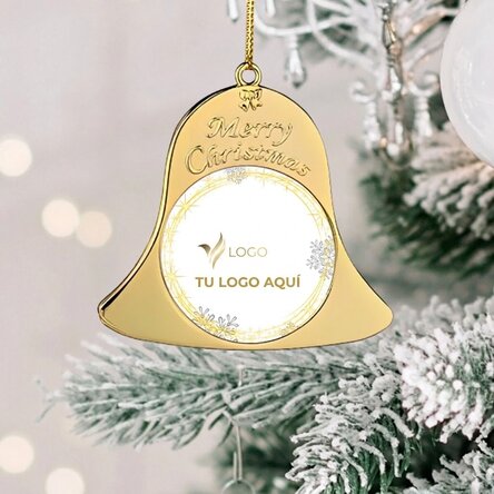 Adorno personalizado para el árbol de Navidad: anverso y reverso con logotipo - modelo «Clopotel»