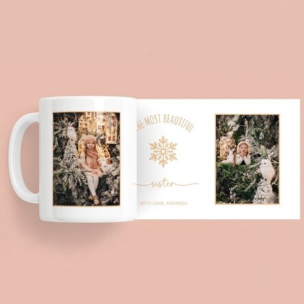 Taza personalizada con 2 fotos y texto - Snowflake