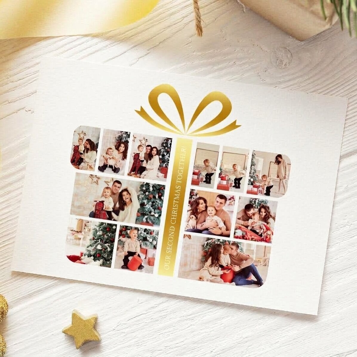 Tarjeta magnética personalizada con 12 fotos y texto - Gift Box