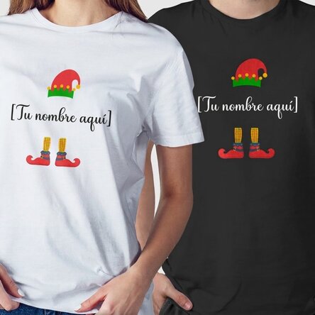 Camiseta de algodón personalizada con texto: «El duende de Papá Noel»
