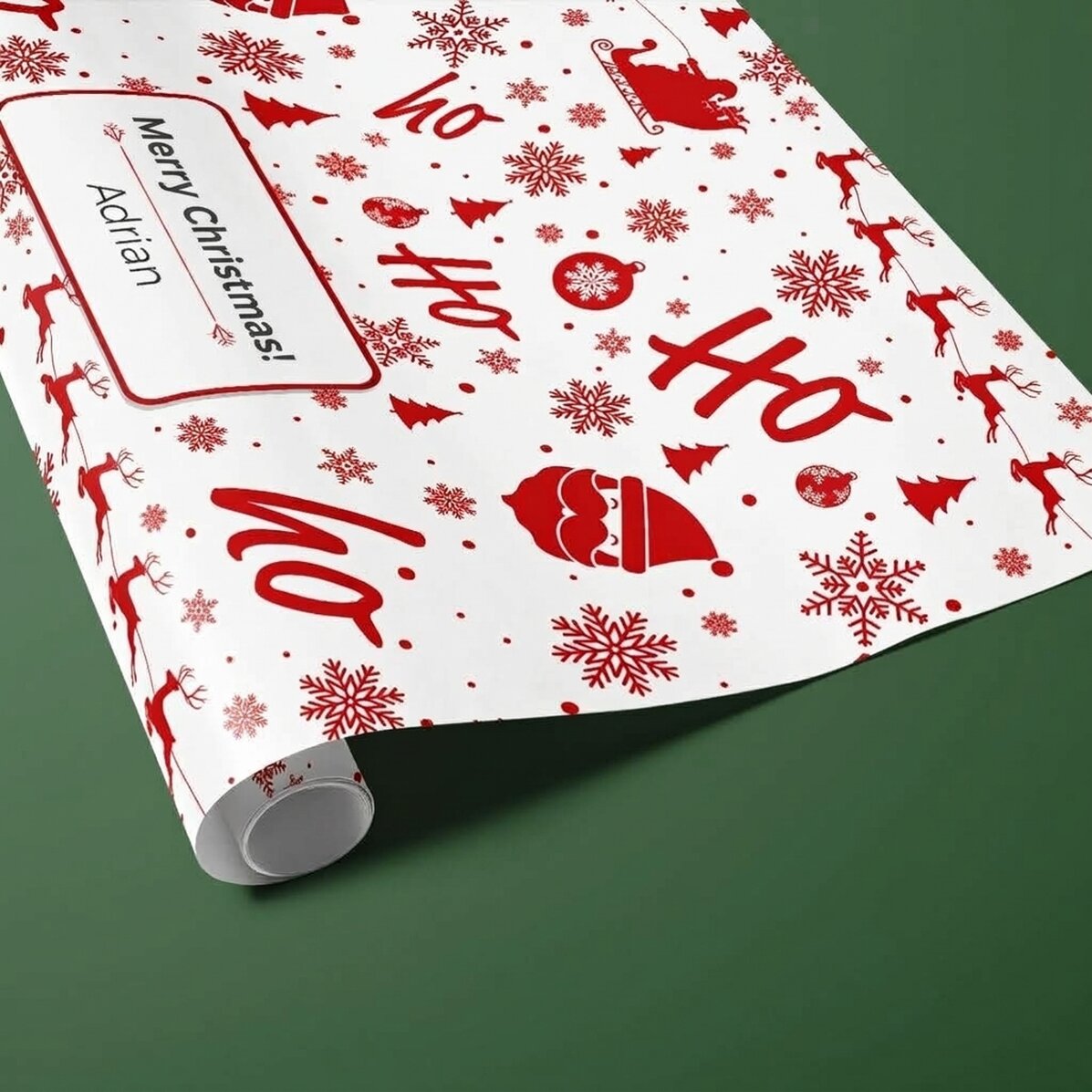 Papel de regalo personalizado con texto enmarcado - Espíritu navideño