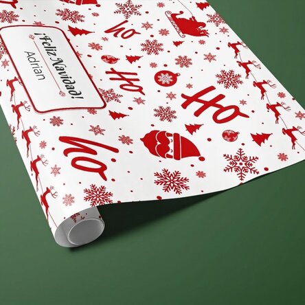 Papel de regalo personalizado con texto enmarcado - Espíritu navideño