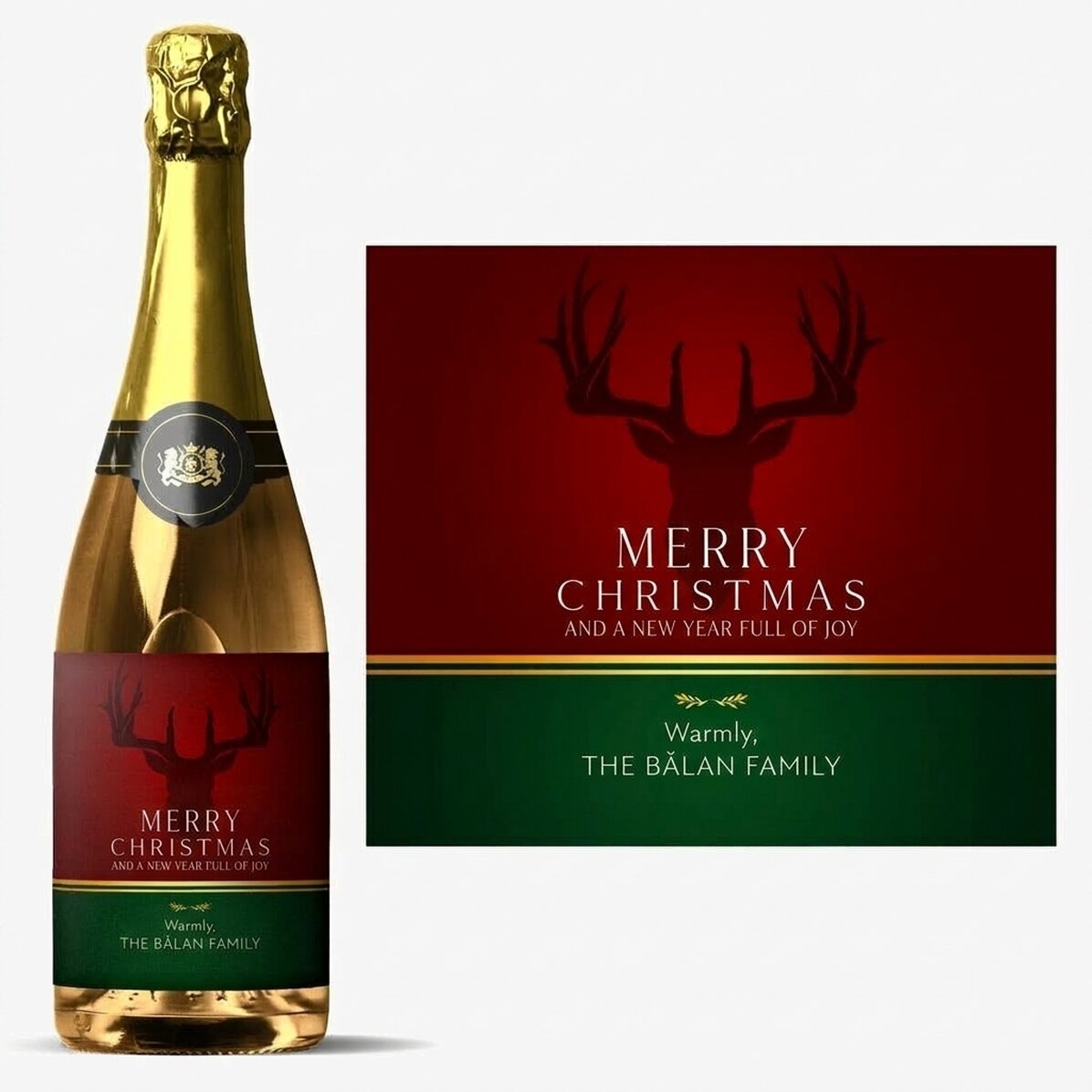 Vino espumoso personalizado con texto - Fiestas de invierno
